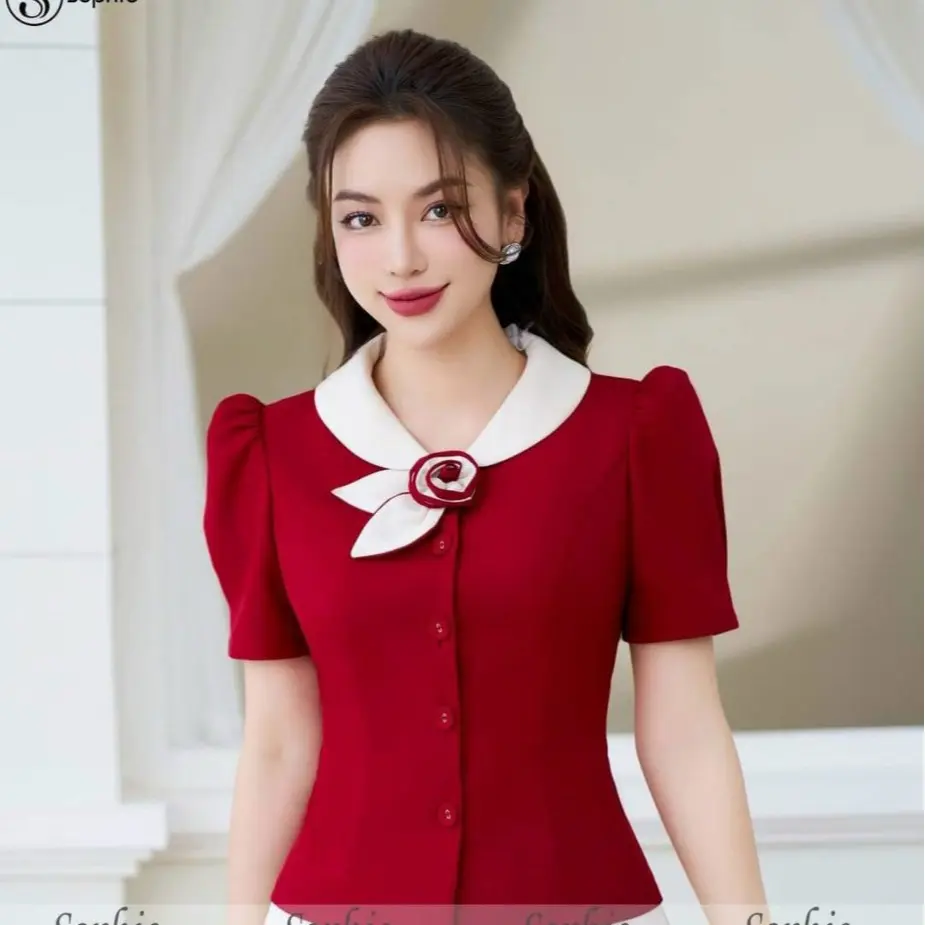 ÁO KIẺU KẾT HOA Ở GIỮA PHỐI QUẦN, CHÂN VÁY ĐỀU XINH ĐỦ SIZE S - 5XL