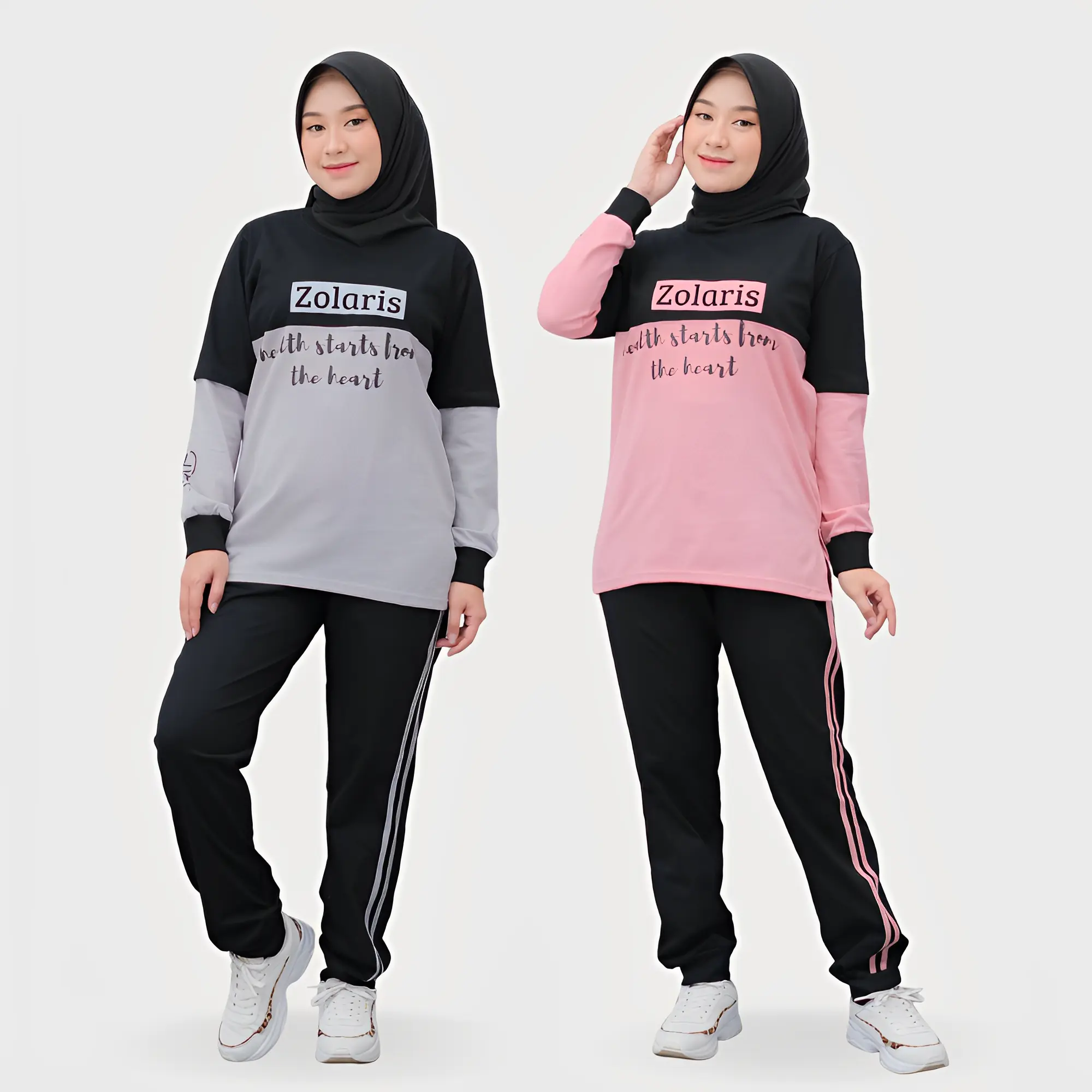 Bella Set - Setelan Olahraga Wanita Senam Muslimah Bahan Katun Jumbo Setelan Olahraga