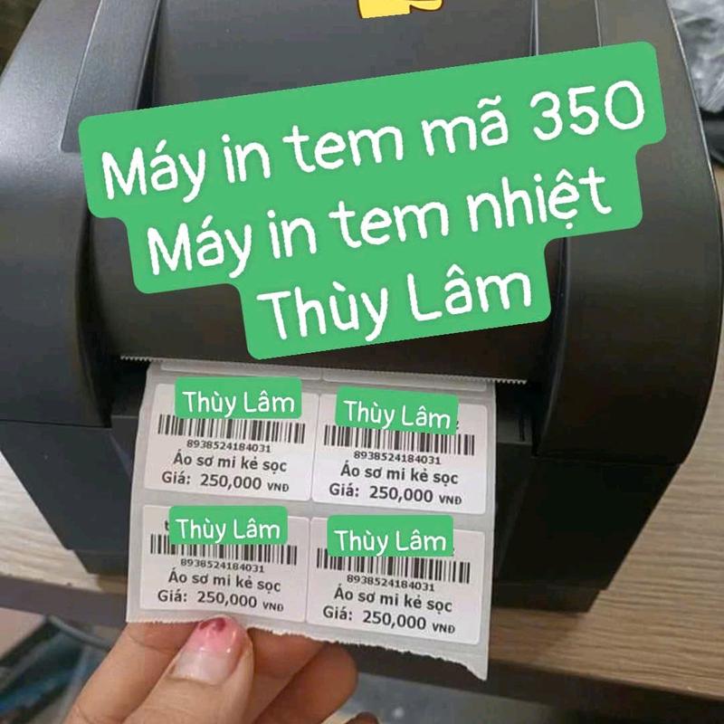 Máy in tem mã vạch 350B, In tem nhãn sản phẩm, In vận đơn khổ nhỏ A7 may innhiet. Máy in nhiệt THÙY LÂM hết giấy thay giấy không cần đổ mực