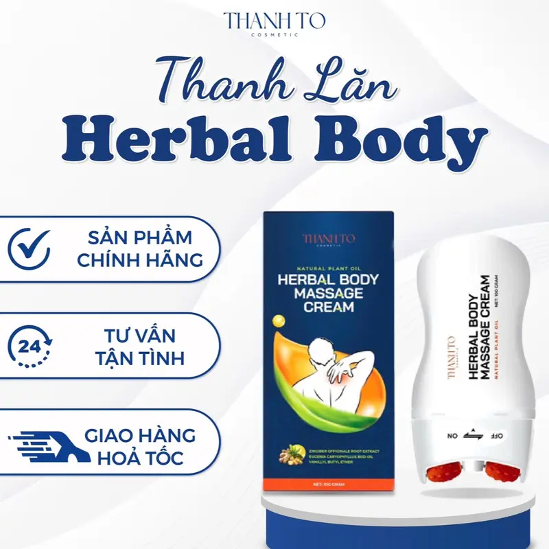 Kem Dầu Thanh Lăn Massage Herbal Body ( Hỗ trợ giảm nhức mỏi ) đầu lăn cao su 4