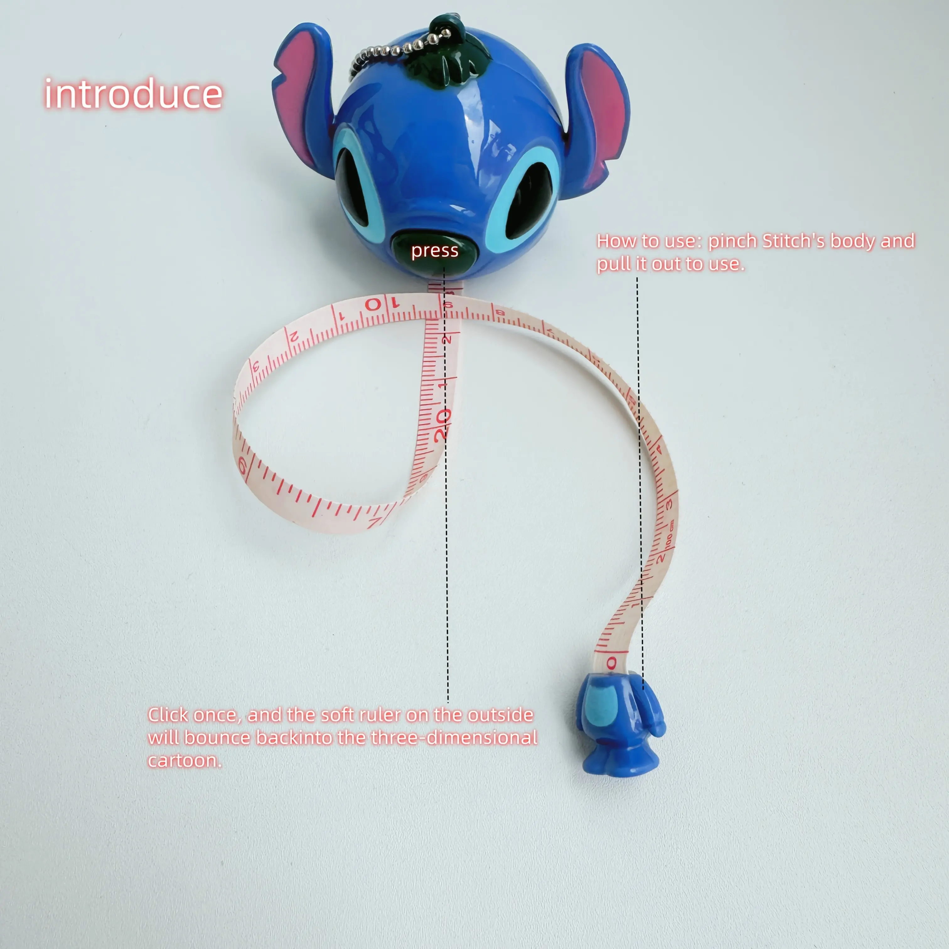 [Disney Stitch Tape Measure] Disney Stitch 12-Inch Retractable Tape ...