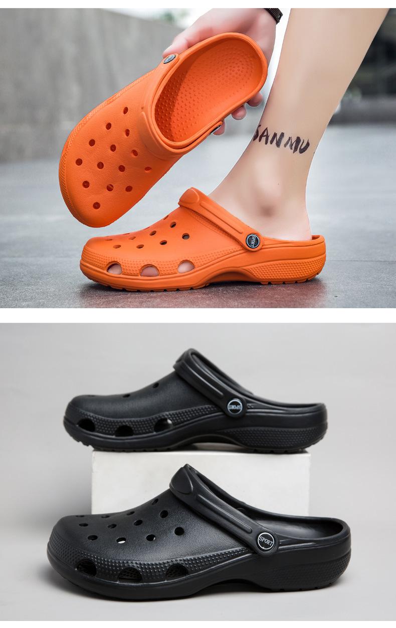 Product Introduction of Summer new style solid color hole shoes, men and women's sandals, suitable for wearing on the beach and other occasions 8