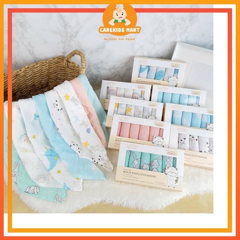 Set 6 khăn sữa cao cấp hàng xuất Thái Sofflin vải muslin cao cấp
