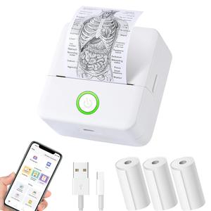 ポータブルミニプリンター、1セットのUSBワイヤレスミニステッカープリンター（印刷用紙付き）、ノート、日記、メモ、オフィスアクセサリー、バレンタインデーギフト用のポータブルミニフォトプリンター