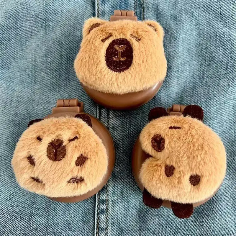 Lược Đệm Khí Gấp Gọn, Thiết Kế Capybara, Có Gương, Cầm Tay Thích Hợp Đi Du Lịch, Lược Capybara, Dành Cho Nữ, Cọ Mát Xa Chống Tĩnh Điện, Dụng Cụ Tạo Kiểu Tóc 0