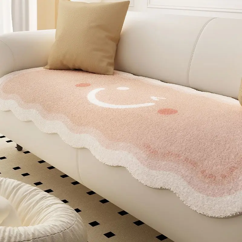 Đệm Sofa, Thiết Kế Bất Đối Xứng Chất Liệu Giả Cashmere, Đệm Ghế Sofa, Chống Trượt, Sofa Da, Khăn Bọc Đặc Biệt, Phong Cách Ins 7