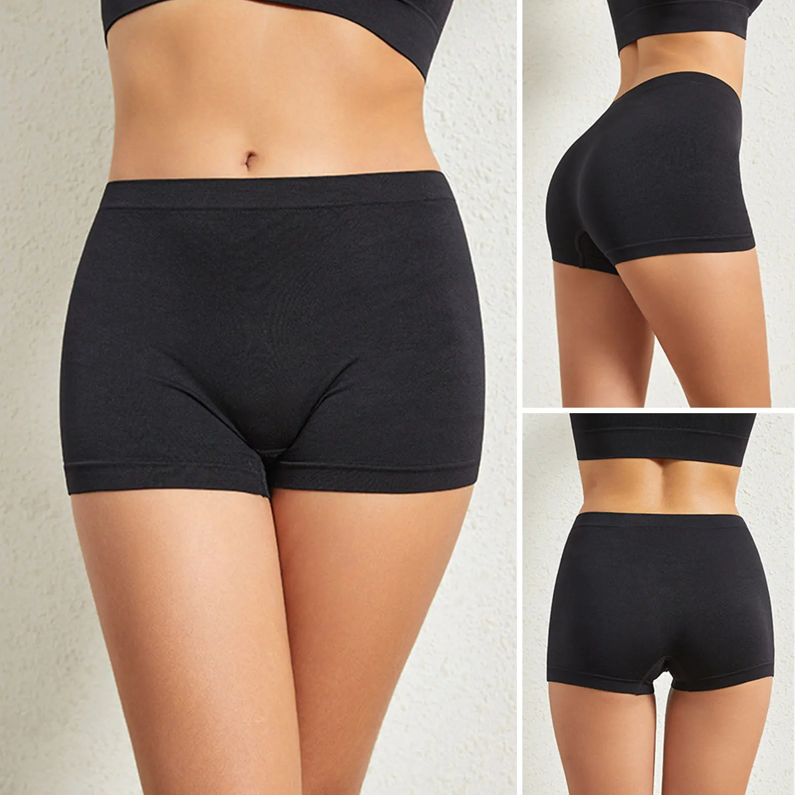 Tayuod-Women Safety Pants High Elasticity Solid Color Ice Silk Seamless Anti-exposure High Waist Quick Dry Mini Skirt Inner Shorts Yoga Shorts Underpants