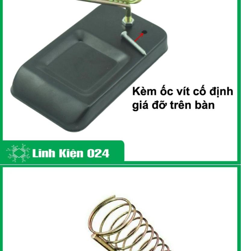 Product Introduction of Kệ hàn gác mỏ hàn lò xo đế vuông 110mmx63mm kèm ốc cố định giá đỡ trên bàn 4