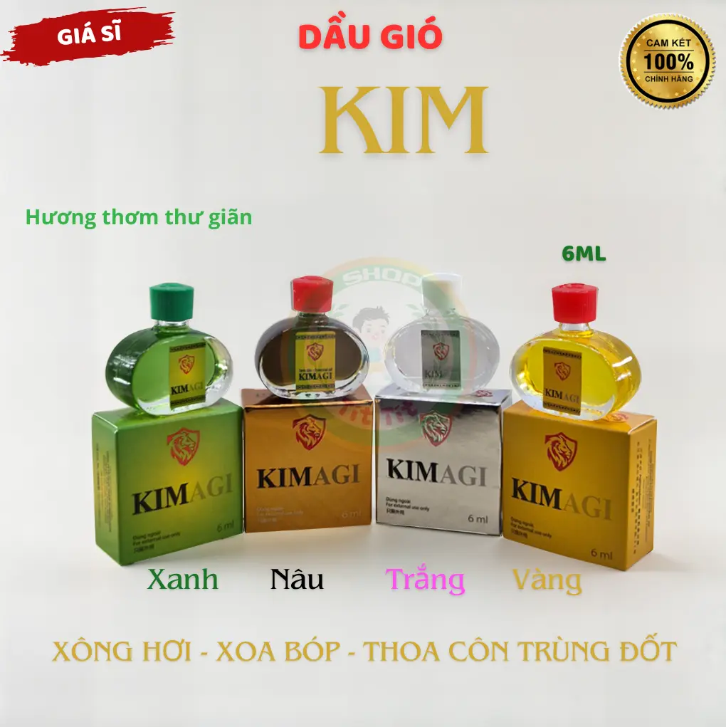Dầu gió Kim chai 6ml đủ màu - Sản phẩm của cty dược Agimexpharm