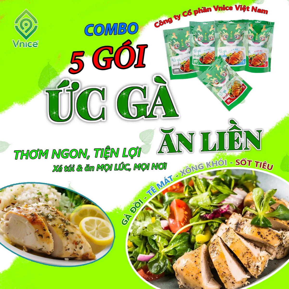 [HOT] COMBO 5 ỨC GÀ ĂN LIỀN KAWAI - Bữa Ăn Nhanh Gọn, Đầy Dinh Dưỡng, Xé Túi Ăn Ngay - Gói nhỏ 80G