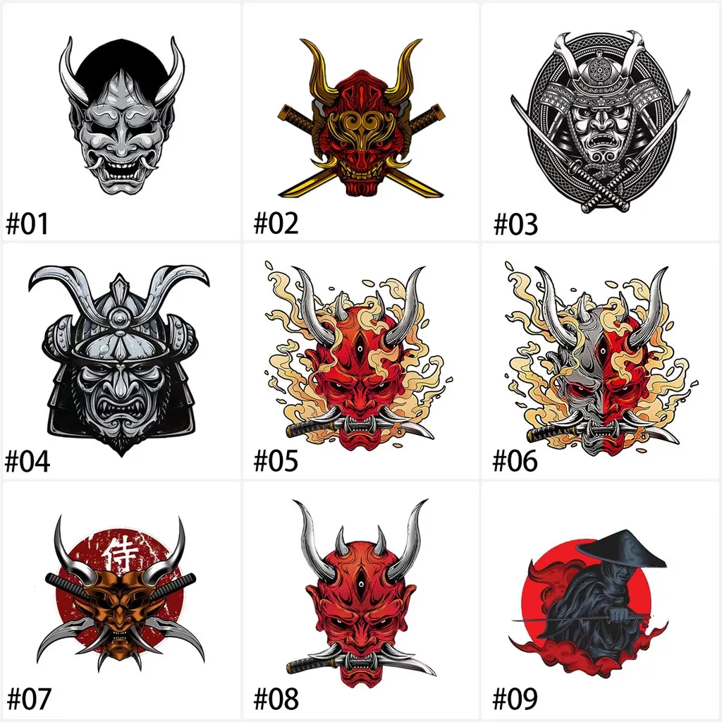 JDM Samurai Warrior Moroecycle Car Sticker Japanese Samurai Decorate Personality Decals Car Window Fuel Tank Cap Decals