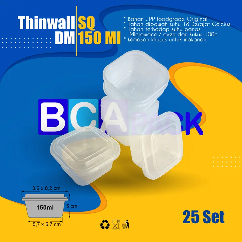 THINWALL DM 150 ML SQUARE MINI - ISI 25 Set 0