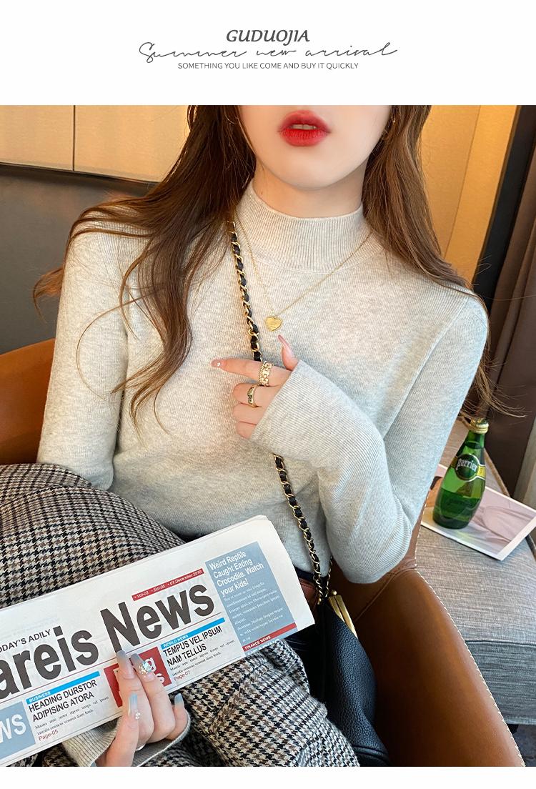 Product Introduction of Women's Knitwear Half Turtleneck Bottoming Shirt Classic Style Inner Wear Autumn and Winter Cashmere Sweater 2024 New Spring and Autumn Top 15