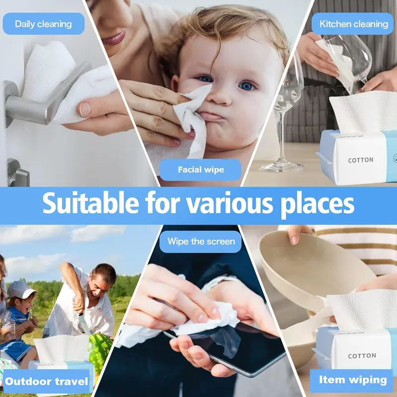 Disposable Face Towel, Soft Facial Wash Cloth, Lint-free Facial Tissue for Cleansing, Skincare and Makeup Remover, Summer Essentials, Bathroom Cotton Accessories 6