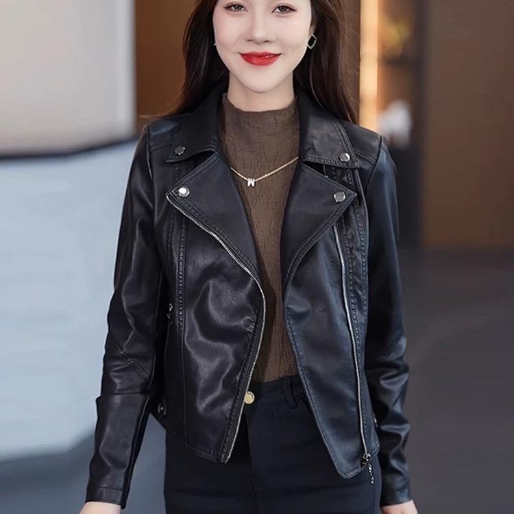 Áo Da Nữ Cổ Bẻ Cá Tính Quảng Châu Cao Cấp 9636