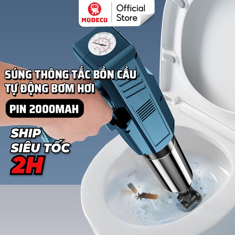 Dụng Cụ Thông Bồn Cầu Bơm Hơi Tự Động Modeco Thông Tắc Chậu Rửa Bát Bồn Tắm - Khí Nén Agt Cực Mạnh 8kg Thép Không Gỉ 304
