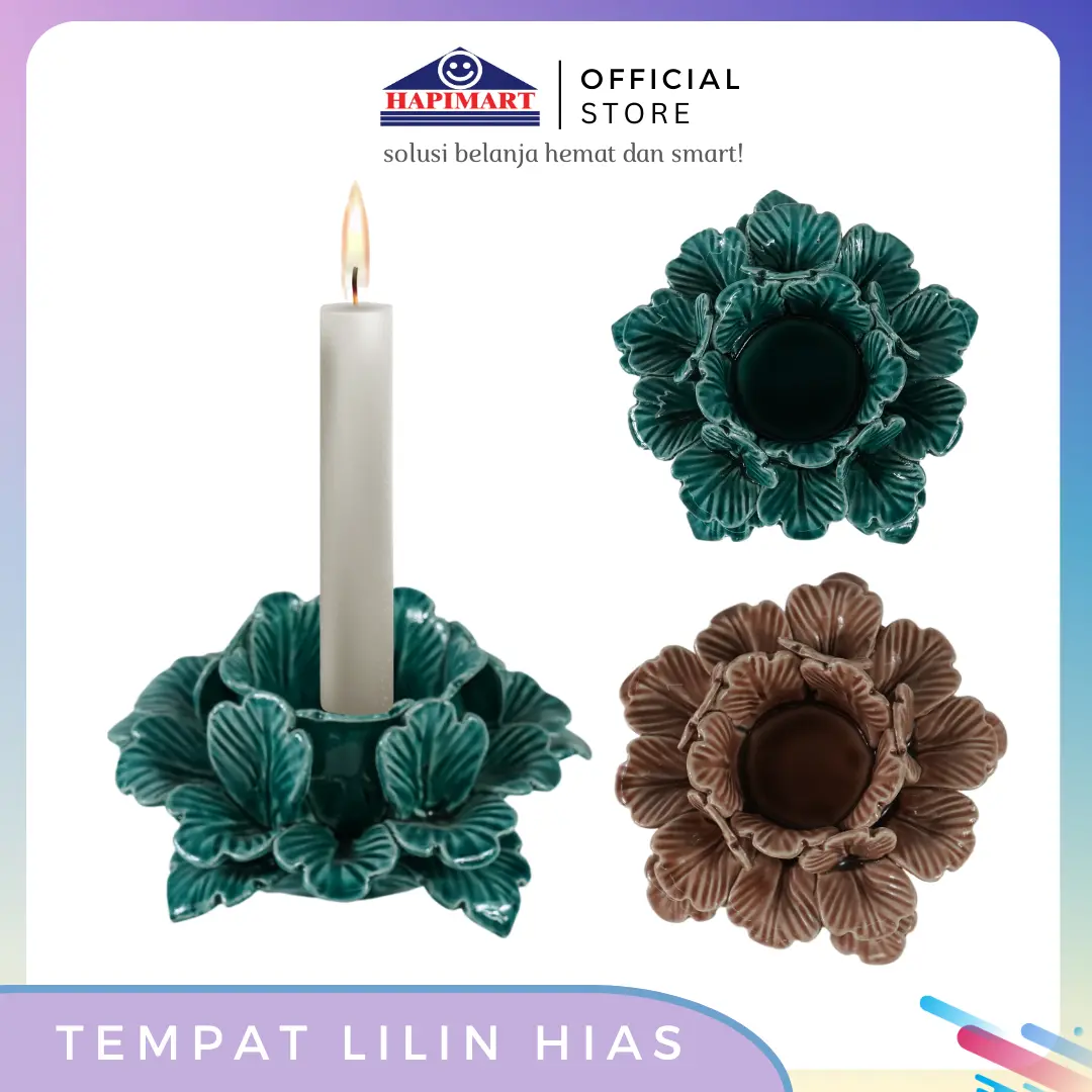 Tempat Lilin Hias Tempat Aromaterapi Keramik Model Bunga Uk.13*13*7cm