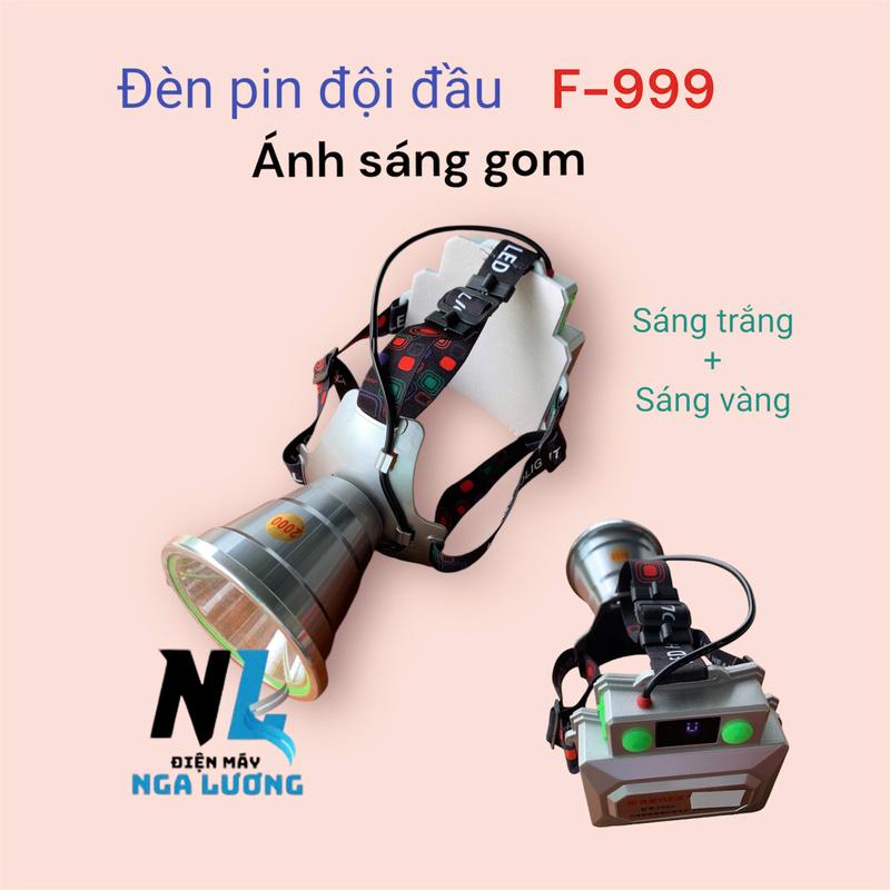 Đèn đội đầu siêu sáng mã F999 Chóa nhôm 10cm 5 cell pin 18650 sáng mạnh chiếu xa pin khỏe den pin 1000w chạy bằng pin đèn di động sieu sang