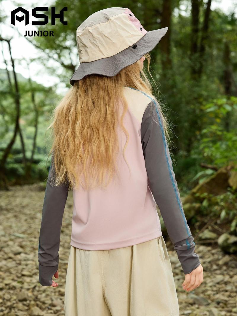 Product Introduction of Girl's Patchwork Print Round Neck Tee, Casual Long Sleeve Crew Neck T-Shirt for Summer, Kids Clothes for Daily Wear 2
