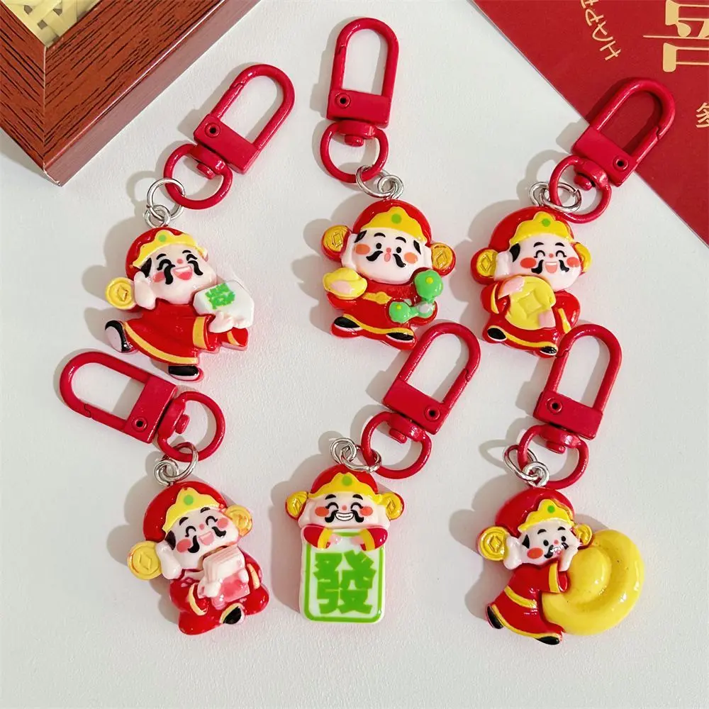 New Year Cute Cartoon Key Button Pendant Couple Red Student Schoolbag Girlfriend Gifts Keychain Accessories