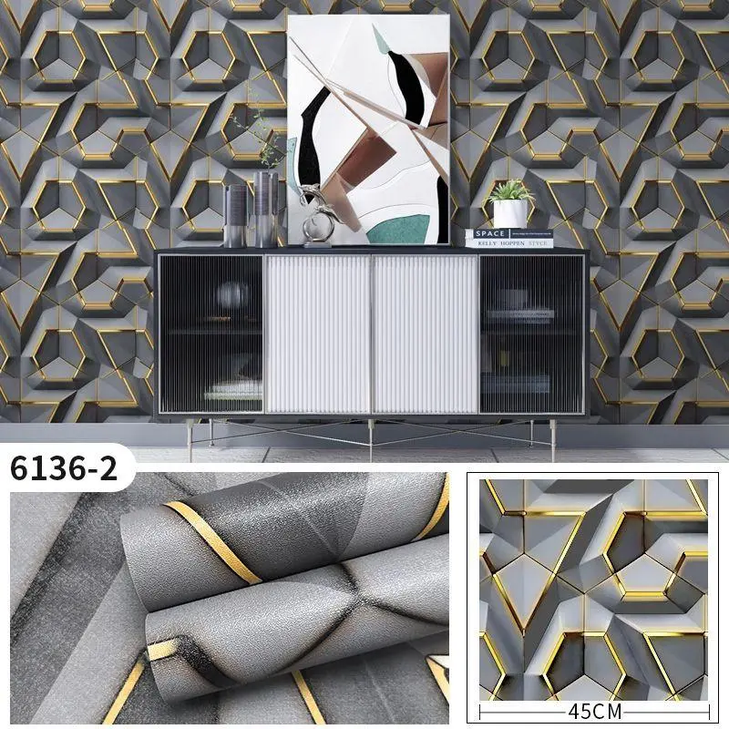 Wallpaper Dinding Motif Kubus 3d 45cm x 9m 3