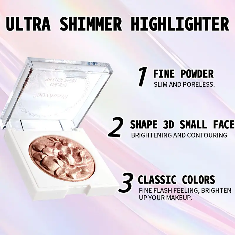 Highlighter Palette, 1 Box Three-Dimensional Flower Fine and Smooth Powder Highlighter, Universal Highlighter for Women & Girls 2