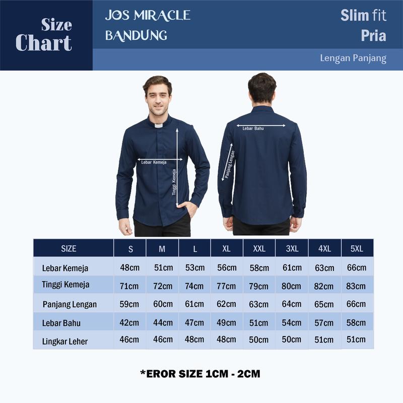 Pendeta - New Kemeja Collar Biru Langit - Japanese Cotton - Jos Miracle Bandung - Miracle - JMB Pria Baju 7