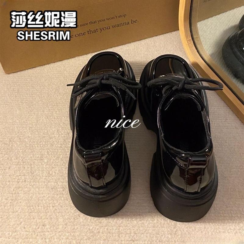 Product Introduction of Sasni High-Value Height-Increasing Thick-Soled JK Small Leather Shoes 2025 Spring New Retro British Versatile Lace-Up Shoes Footwear 26