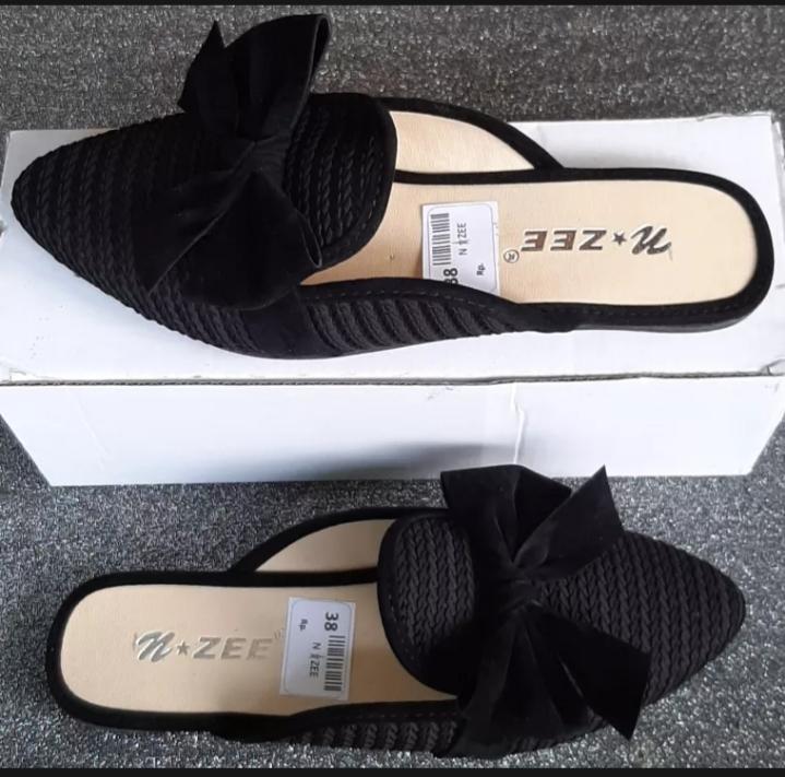 sendal bapau wanita / sendal wanita terbaru / sendal flatshous Pink Hitam Shoes 1