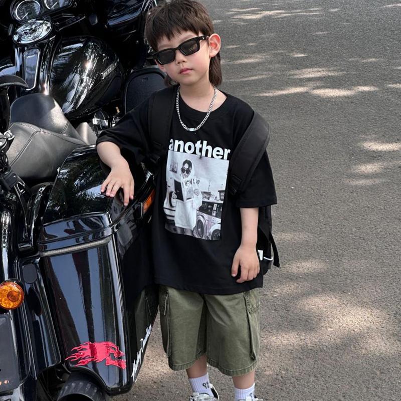 AOC24_16 Áo Thun Cotton Co Dãn 4 Chiều Cho Bé Trai Từ 15kg Đến 32kg