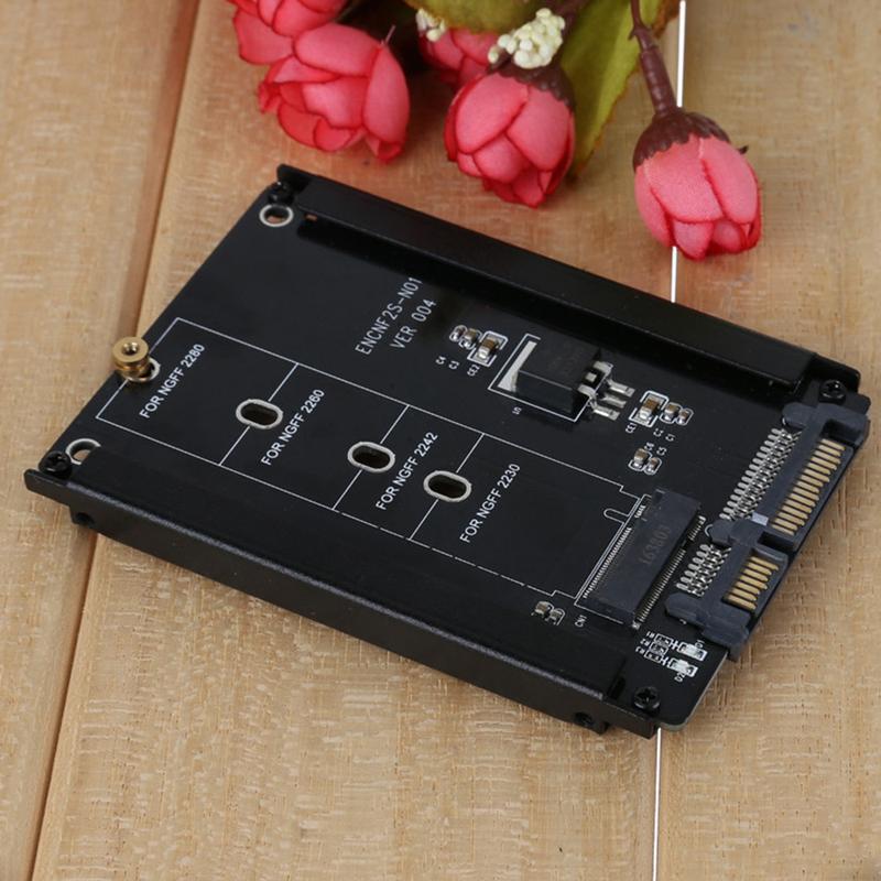 Black Case B+M Socket 2 M.2 NGFF (SATA) SSD to 2.5 SATA Adapter for 2230/2242/2260/2280mm M2 SSD 5