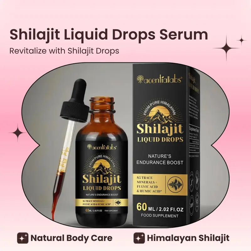 Shilajit Liquid Drops, Natural Body Care Serum for Men & Women, Body Care Kit for Daily Use, Fitness, Korean Skincare, Daily Skincare Routine, Energy Stamina Supplement, Skincare Products 1