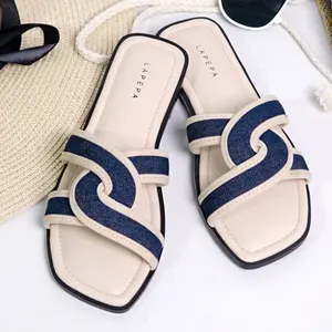 LAPEPA YUK - OLLA Sandal Wanita Teplek Korea Casual Size 36 - 40 Sendal Slop Empuk Flat Cewek Kasual Rumahan Warna Hitam Black Cream Krem Rumah Selop Karet Korean Style Premium 37 38 39 Perempuan Kekinian Terbaru Shoes ORI Original Mall Official Store