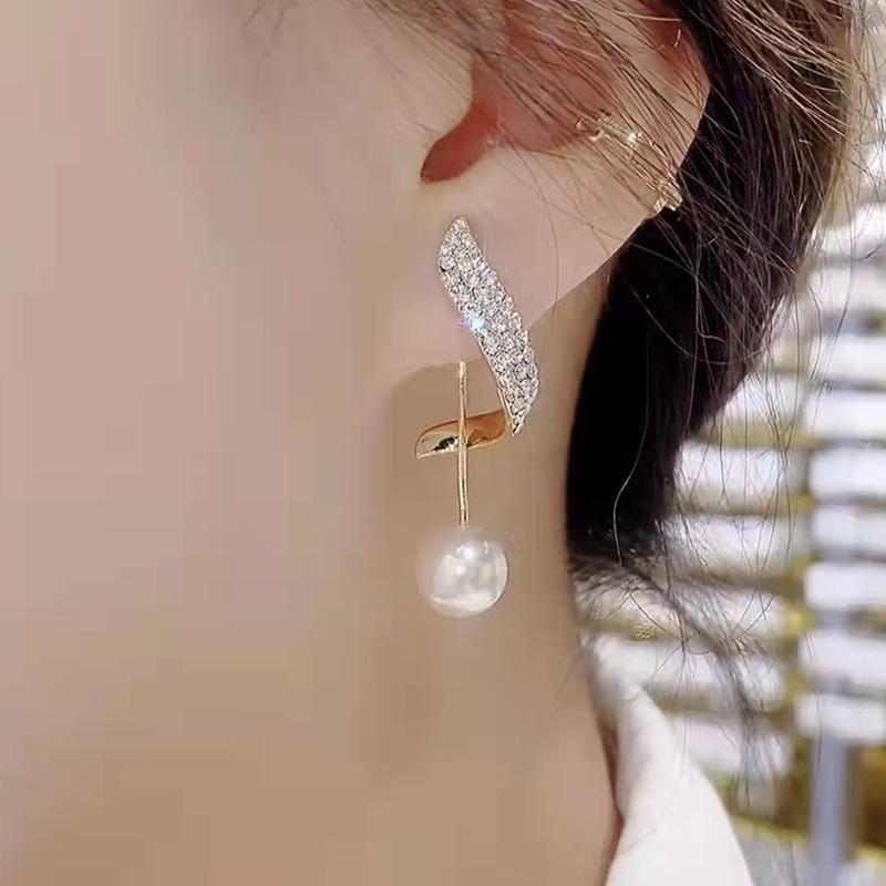 Hoa Tai Lủng Lẳng Ngọc Trai Giả, Phong Cách Cổ Điển Và Thanh Lịch, Dành Cho Nữ, Với Tua Rua Dài Pha Lê Và Thả Tinh Tế Thích Hợp Cho Đám Cưới, Hàng Mới Về, Đồ Trang Sức 2