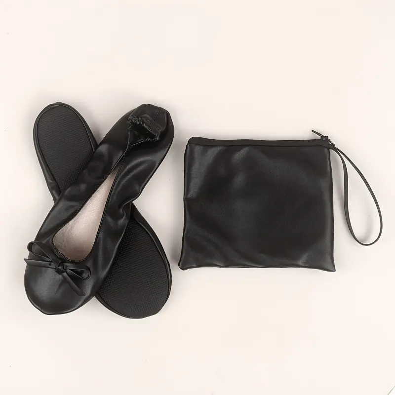 Soft and Comfortable 2311-2 Black + Bow Silvery Women's Casual Fashion Dance Shoes - Foldable Easy-to-Carry Non-Tired Feet All-match Home 0