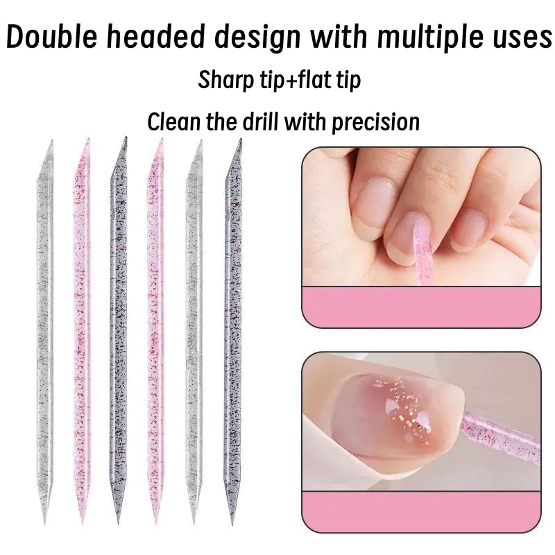1PC/10PCS Nail Cuticle Pusher Crystal Double End Manicures Dead Skin Remove Pedicure Sticks Tools