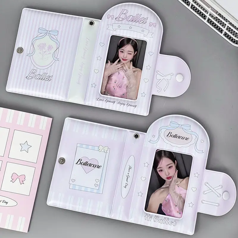Album Ảnh Phong Cách Múa Ba Lê, 3 Inch, Bìa Màu Hồng, Giá Đỡ Ảnh Thẻ, Album Mini, Để Sưu Tập Thẻ, Lưu Trữ Bảo Vệ Thẻ Thần Tượng Kpop Decor 4