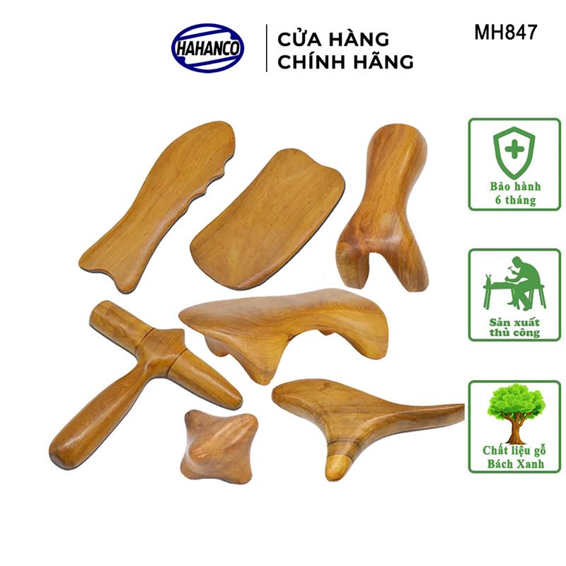 Bộ 7 Dụng Cụ Mát Xa Day Ấn Huyệt Toàn Thân Kiểu Thái Bằng Gỗ Thơm - MH847…