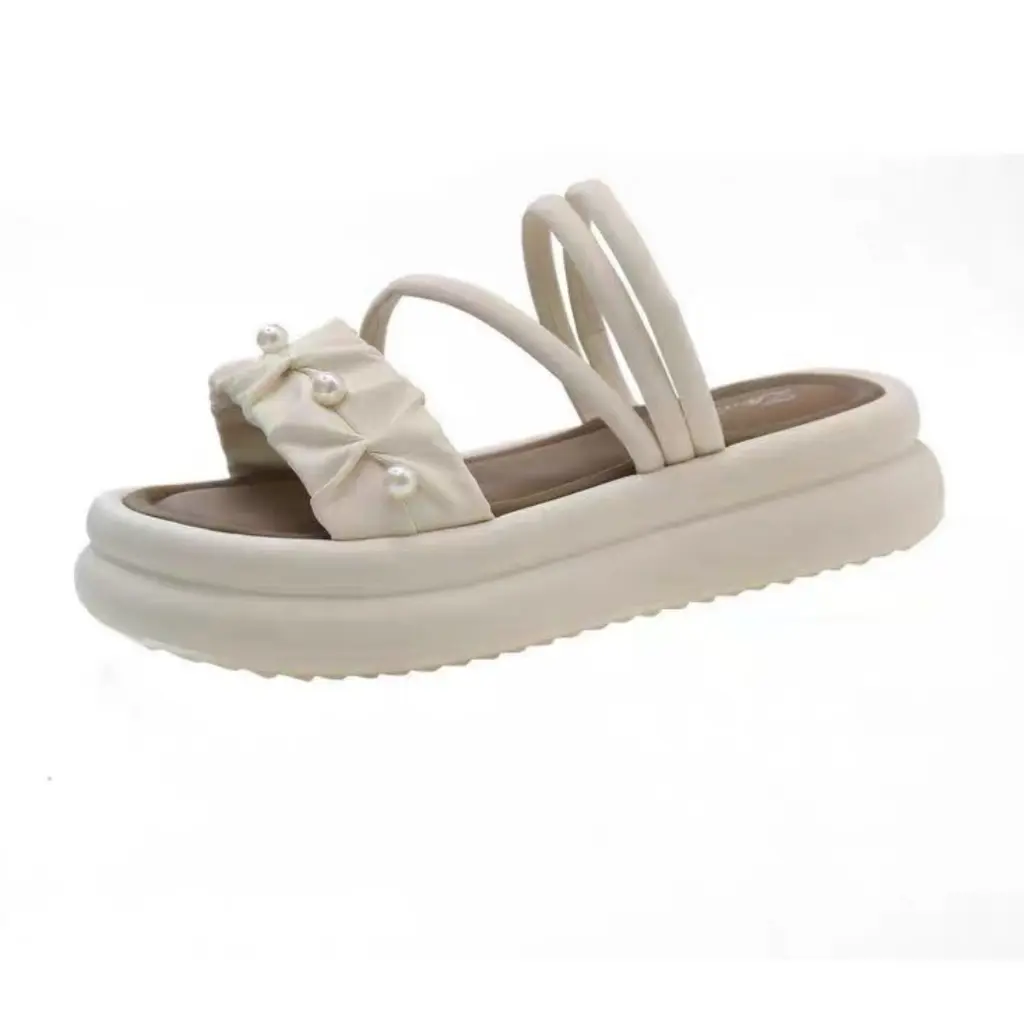 Sandal slop wanita flat anti air korea style bahan karet lembut Nyaman