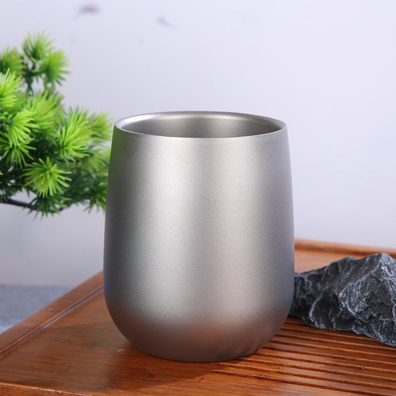 Product Introduction of New Titanium Bottle Double Layer Egg Shell Cup Big Belly Egg Cup Household Heat Insulation Light Luxury Beer Steins U-Cup Bra Pure Titanium Water Cup Tumbler Mug Reusable 10