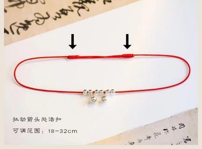 Product Introduction of Bell Anklet Female Red Rope with Bell Sound Water Sound Sexy Simple Silver Ancient Style Student Mori Hand-Woven 14