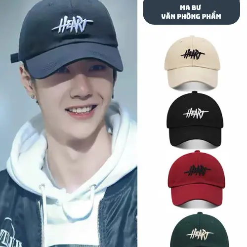 Mũ nón lưỡi trai unisex phong cách retro vintage hàn quốc thêu chữ los angeles heart capricon 1