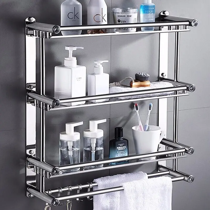 Rak sabun kamar mandi / Rak kamar mandi / Rak Kamar Mandi Dinding RakStainless Gantung Rak Dinding Serbaguna Rak Handuk Bumbu Dapur Stainless Steel Rak