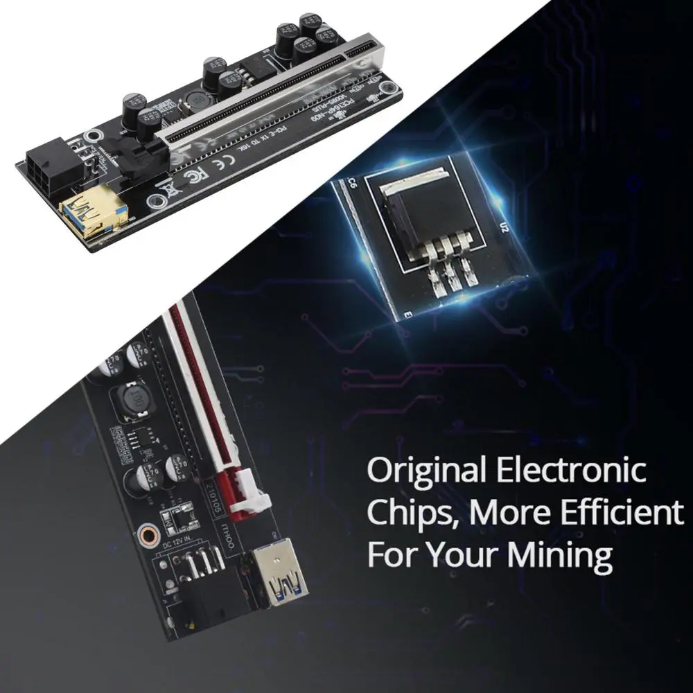 PCIE Riser 1X to 16X Graphics Extension for GPU Mining Powered Riser Adapter Card