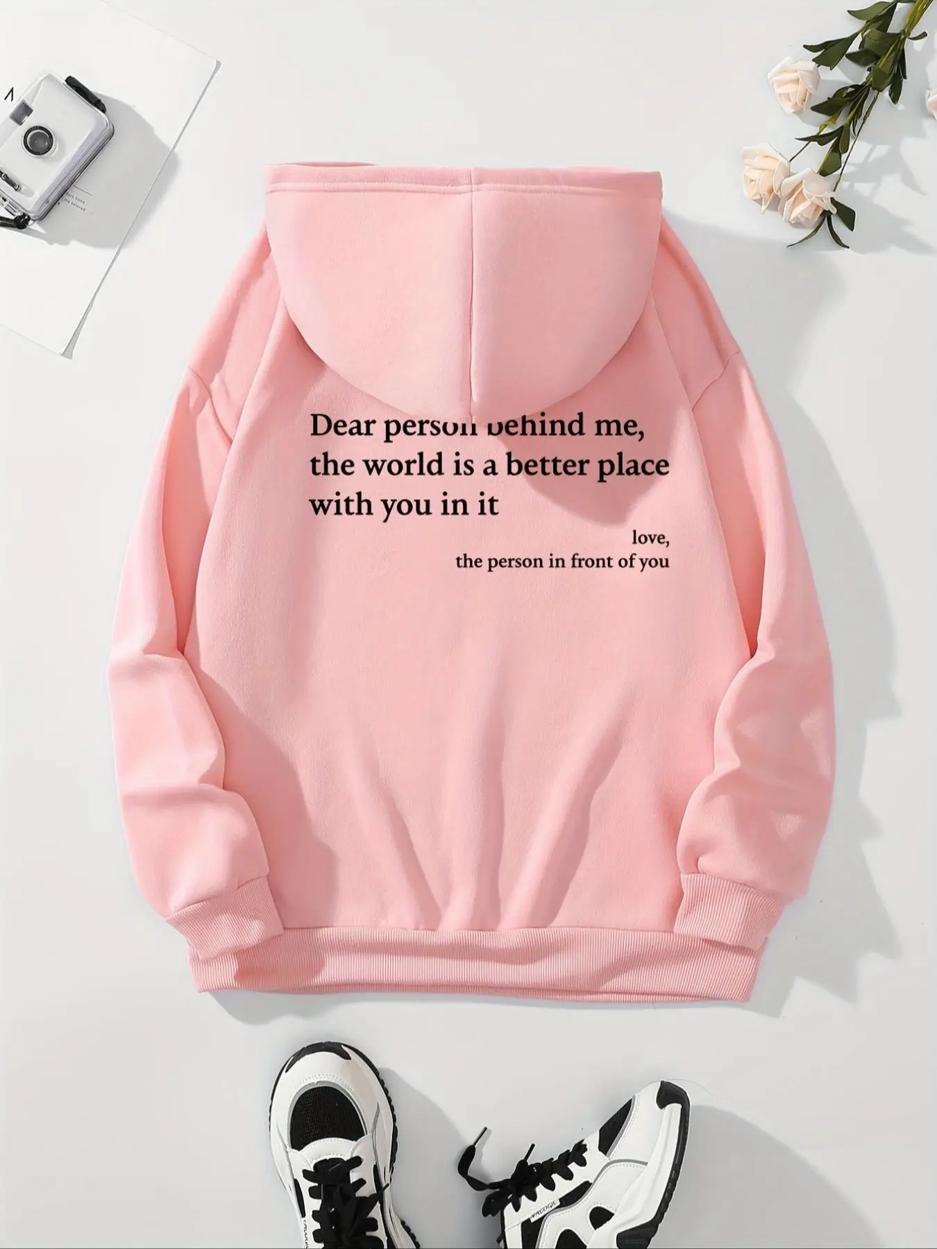 Women's Letter Print Drawstring Pocket Hoodie, Fashion Comfort Hooded Pullover Sweatshirt for Daily Wear, Yoga Hoodie, Longsleeves Lady Tops,  Hoodies for Women, Mean Girls Outfit, Hide Your Tummy Outfits, Workwear for Women