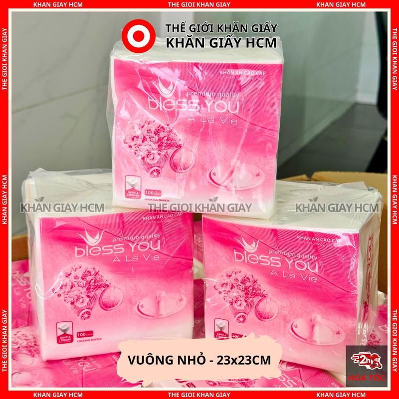Combo 20 Gói - Khăn Giấy Ăn Vuông Nhỏ BLESS YOU 23x23 cm / Đóng Gói 12x12 cm - Hàng Chính Hãng