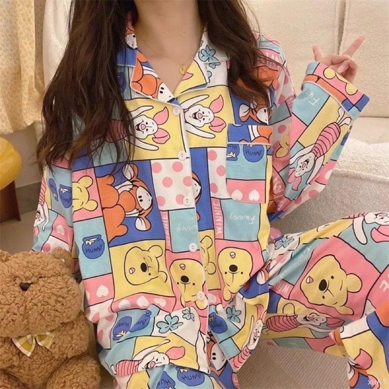 Đồ bộ pijama nữ mặc nhà dài tay quần dài hoạt hình dễ thương Kate thô (msp01)  ngủ  hello  kitty  đồ  cổ  vuông Combo sịp DéP Sục Hở do  bolatin  bánh  bao đũi  xốp 3