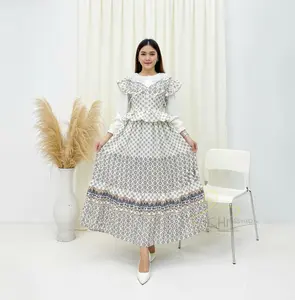 Goemio | Long Dress Anugrah Dress Matsilk Motif Maxi Wanita Motif Casul Elegant