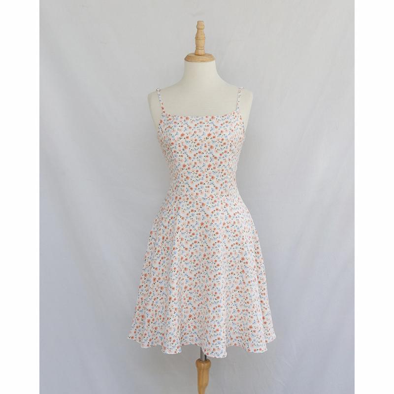 Đầm hai dây hoa nhí dáng xoè dễ thương  LRD037 Nữ Nhung Women Dress 1