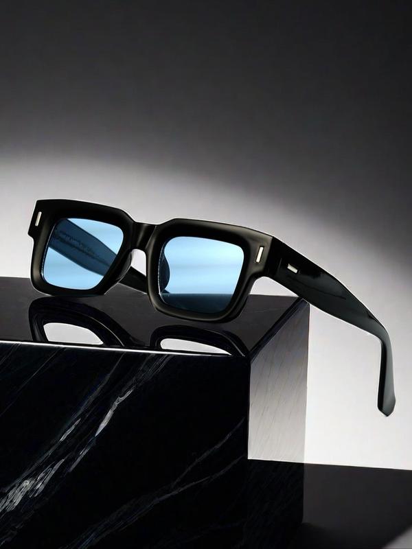 Unisex Vintage Square Frame Sunglasses, Trendy Casual Sunglasses for Everyday Use, Fashion Accessories for Outdoor Activities 0